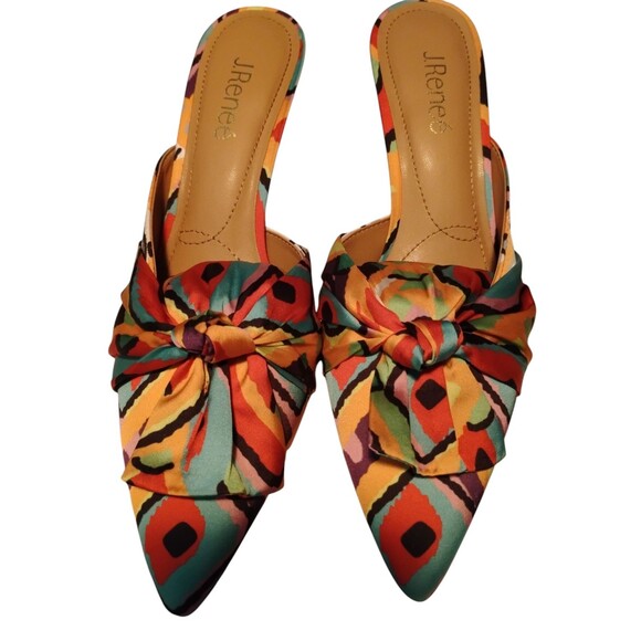 J. Renee multi color pumps bow-wrapped fabric , pointy toe, Slip-on style, 8M - Picture 1 of 4